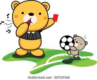 Teddy bear dressed as soccer referee vector.