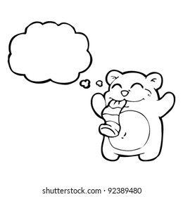caricatura del oso de peluche comiendo calcetines