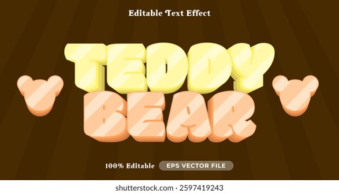 teddy bear editable text style, bubble text effect