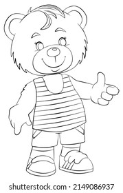 Teddy Bear. Element for coloring page. Cartoon style.