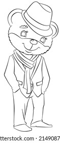 Oso de Teddy. Elemento para colorear página. Estilo de caricatura.