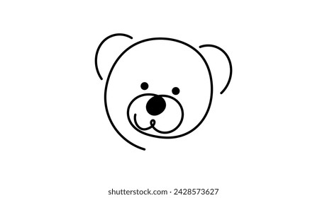 Teddy bear emblem, black isolated silhouette