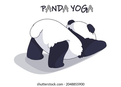 The teddy bear is engaged in yoga. Small panda. 