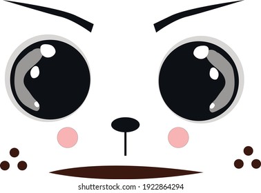 teddy bear face angry displeased on white background