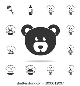 Teddy bear face icon. Set of child and baby toys icons. Web Icons Premium quality graphic design. Signs and symbols collection, simple icons for websites, web design on white background