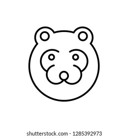 Teddy bear face line icon isolated on white background. Simple isolated logo symbol. Vector illustration.