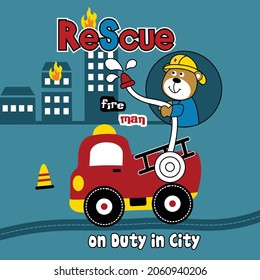 Teddy bear the fire rescue funny cartoon