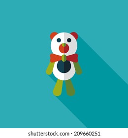 teddy bear flat icon with long shadow