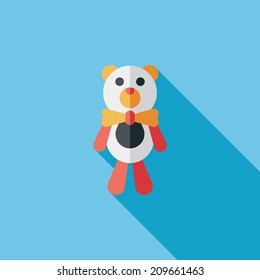 teddy bear flat icon with long shadow