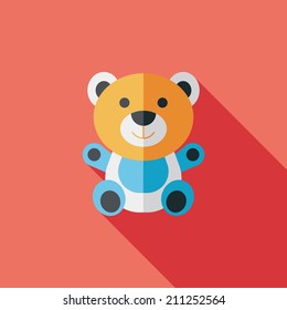 teddy bear flat icon with long shadow,eps 10