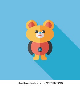 teddy bear flat icon with long shadow