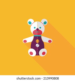 teddy bear flat icon with long shadow