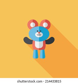 teddy bear flat icon with long shadow