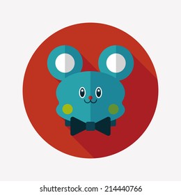teddy bear flat icon with long shadow