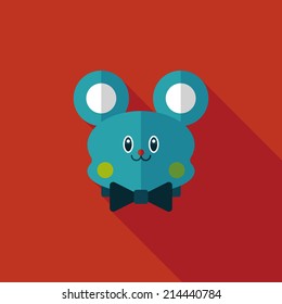 teddy bear flat icon with long shadow