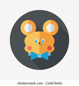 teddy bear flat icon with long shadow