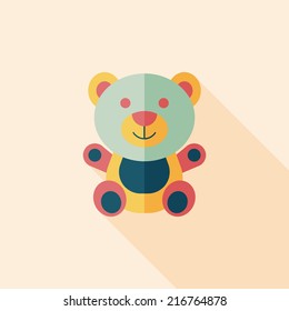 teddy bear flat icon with long shadow,eps 10