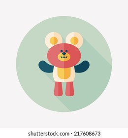 teddy bear flat icon with long shadow