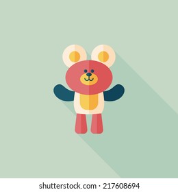 teddy bear flat icon with long shadow