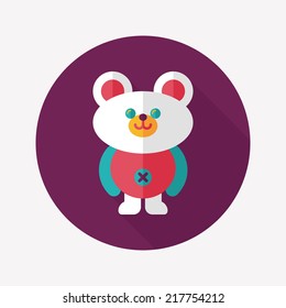 teddy bear flat icon with long shadow