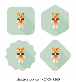 teddy bear flat icon with long shadow,eps10