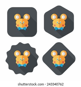 teddy bear flat icon with long shadow