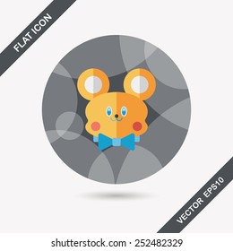 teddy bear flat icon with long shadow