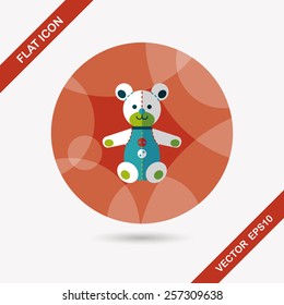 teddy bear flat icon with long shadow