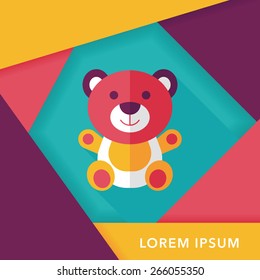teddy bear flat icon with long shadow,eps 10
