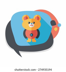 teddy bear flat icon with long shadow