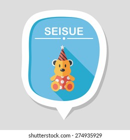 teddy bear flat icon with long shadow,eps 10