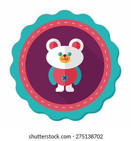 teddy bear flat icon with long shadow