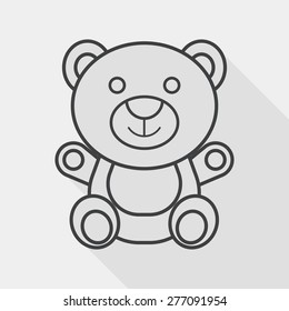 Teddy Bear Flat Icon With Long Shadow,eps 10, Line Icon