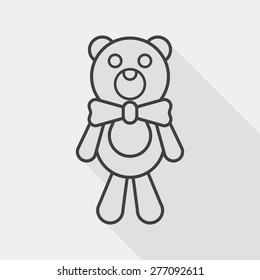 teddy bear flat icon with long shadow, line icon