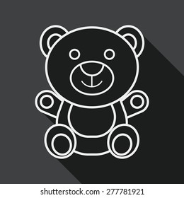 teddy bear flat icon with long shadow,eps 10, line icon