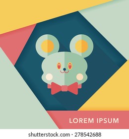 teddy bear flat icon with long shadow