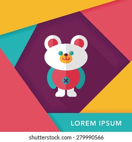 teddy bear flat icon with long shadow