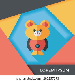 teddy bear flat icon with long shadow