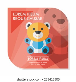 teddy bear flat icon with long shadow,eps 10