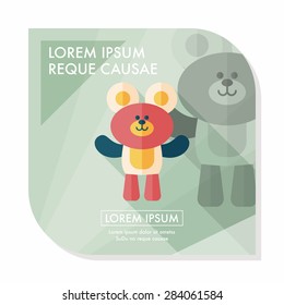 teddy bear flat icon with long shadow,eps10