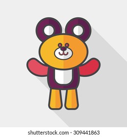 teddy bear flat icon with long shadow,eps10