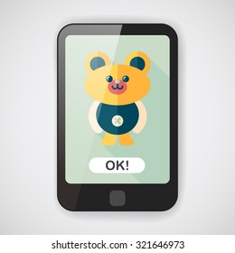 teddy bear flat icon with long shadow