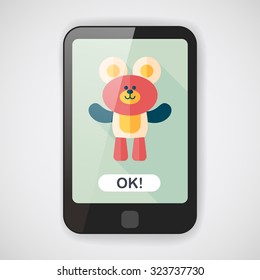 teddy bear flat icon with long shadow,eps10