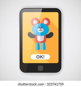teddy bear flat icon with long shadow,eps10