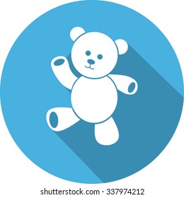 teddy bear flat icon with long shadow