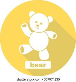 teddy bear flat icon with long shadow