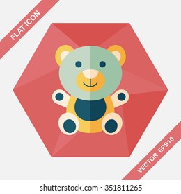 teddy bear flat icon with long shadow,eps 10