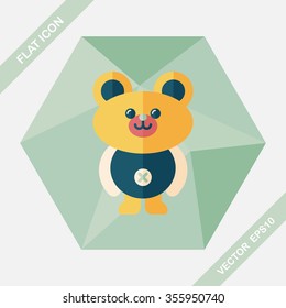 teddy bear flat icon with long shadow