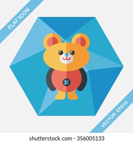 teddy bear flat icon with long shadow