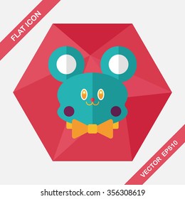 teddy bear flat icon with long shadow
